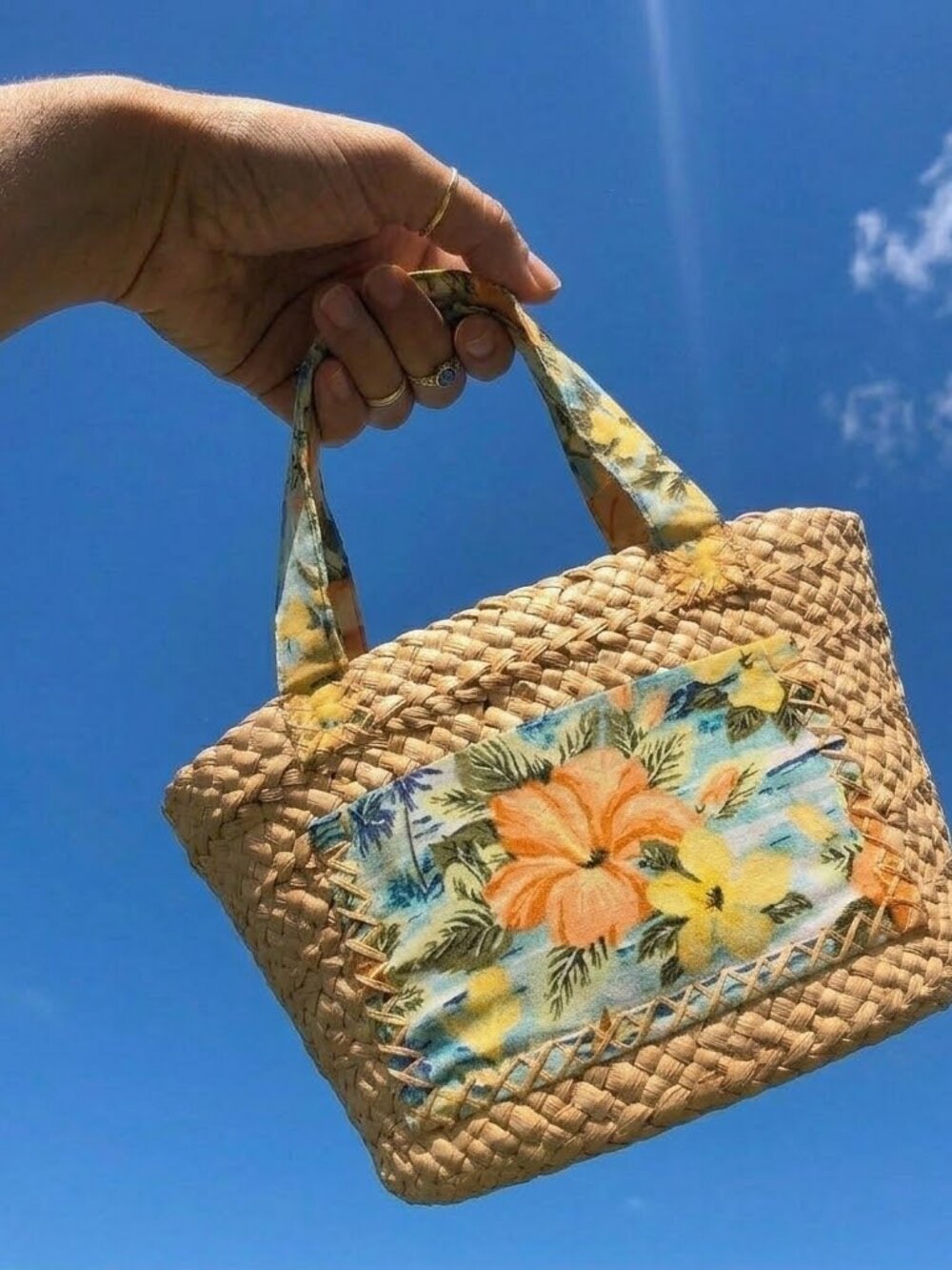 Y2K Xhilaration Wicker Basket Purse Hand Bag - Boho Beach Vacation